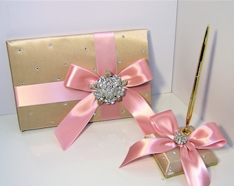 Wedding / Baby Shower / Quinceañera / Sweet 16 Guest  Guest Book and Pen Set -Custom Made