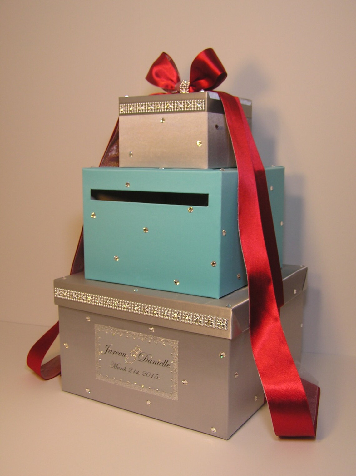 Wedding Card Box Silver and Blue Gift Card Box Money Card Box Etsy