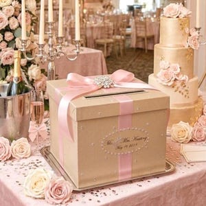 Wedding /quinceañera/sweet 16 Card Box/bat Mitzvah Champagne and Blush ...