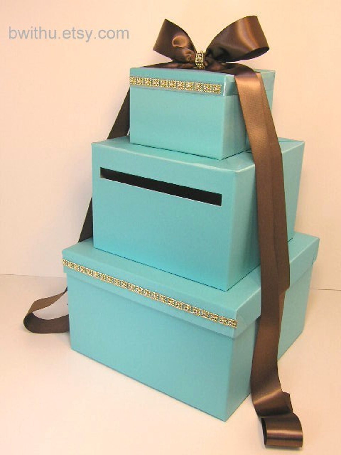 Wedding Card Box Blue 3 Tier Gift Card Box Money Box Etsy