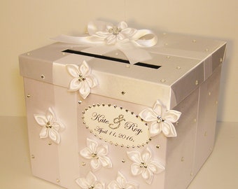 Wedding /Quinceañera/Sweet 16/Bat Mitzvah Card Box White Gift Card Box Money Box Holder/Wedding card box holder-Customize your color