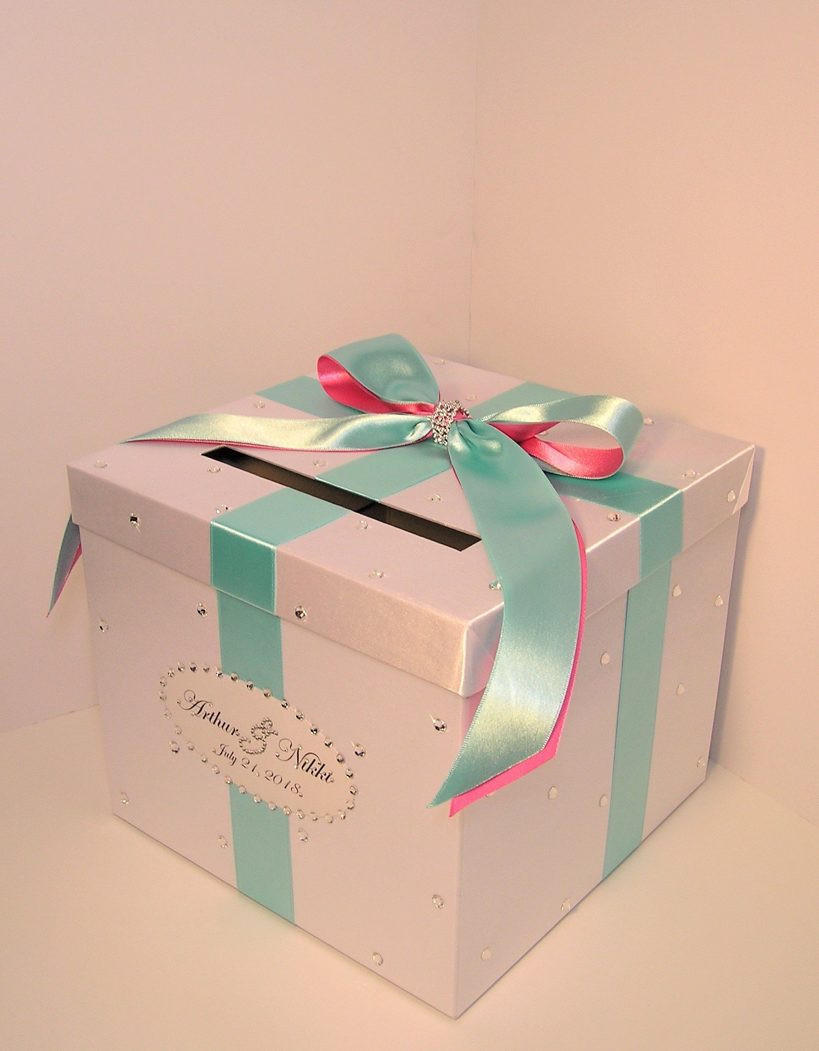 Wedding/quinceañera/sweet 16 Card Box Silver and Navy Gift Card Box ...