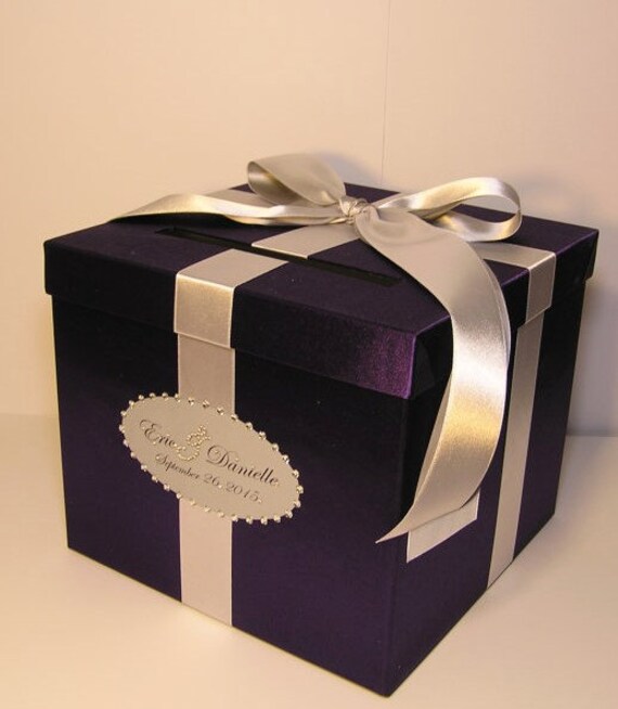 Wedding Quinceanera Sweet 16 Card Box Purple And Silver Gift Etsy