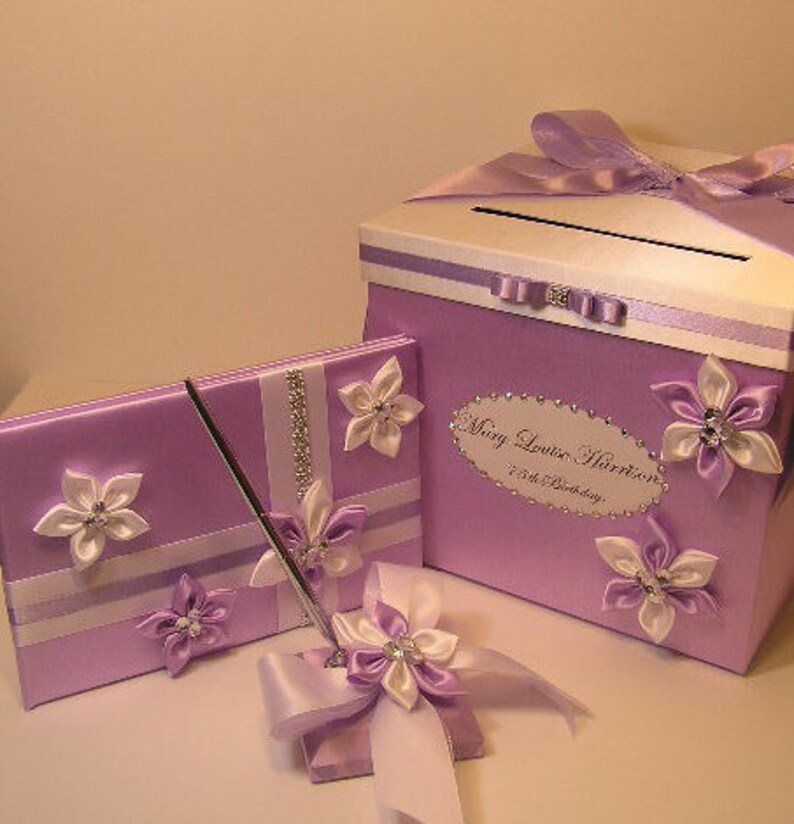 Custom Made Wedding hot pink and White Guest Book and Pen Set
