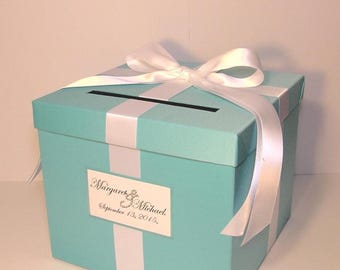 Wedding /Quinceañera/Sweet 16/Bat Mitzvah Card Box Blue Gift Card Box Money Box Holder/Wedding card box holder-Customize your color