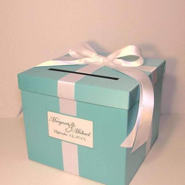 Wedding /Quinceañera/Sweet 16/Bat Mitzvah Card Box Blue Gift Card Box Money Box Holder/Wedding card box holder-Customize your color