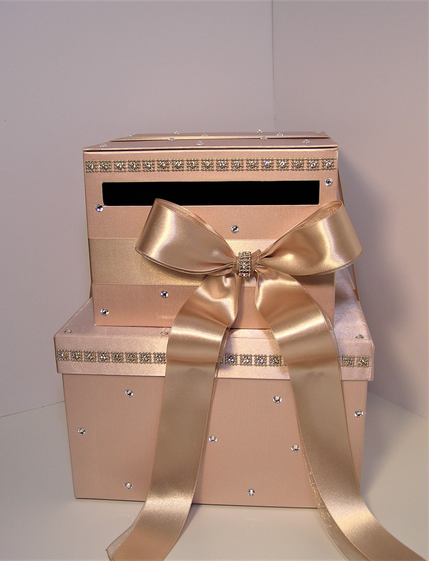 Wedding Card Box Rose Gold and Champagne Gift Card Box Money Etsy
