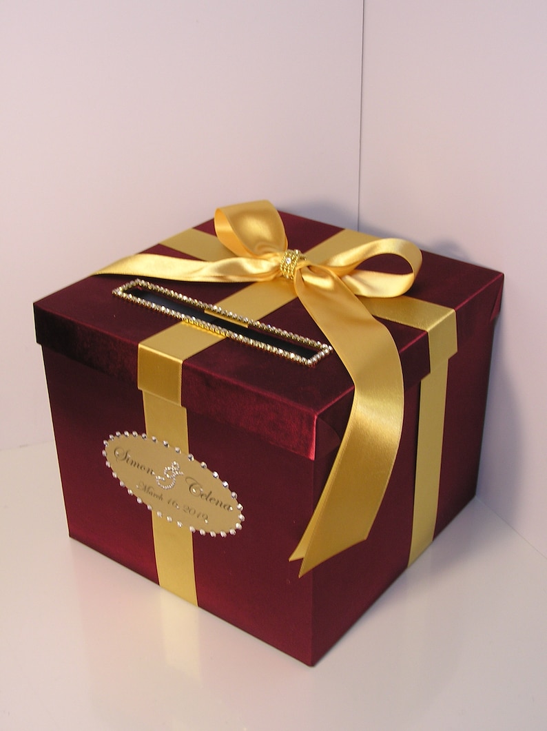 Wedding /Quinceañera/Sweet 16 Card Box Burgundy and Gold Gift Etsy
