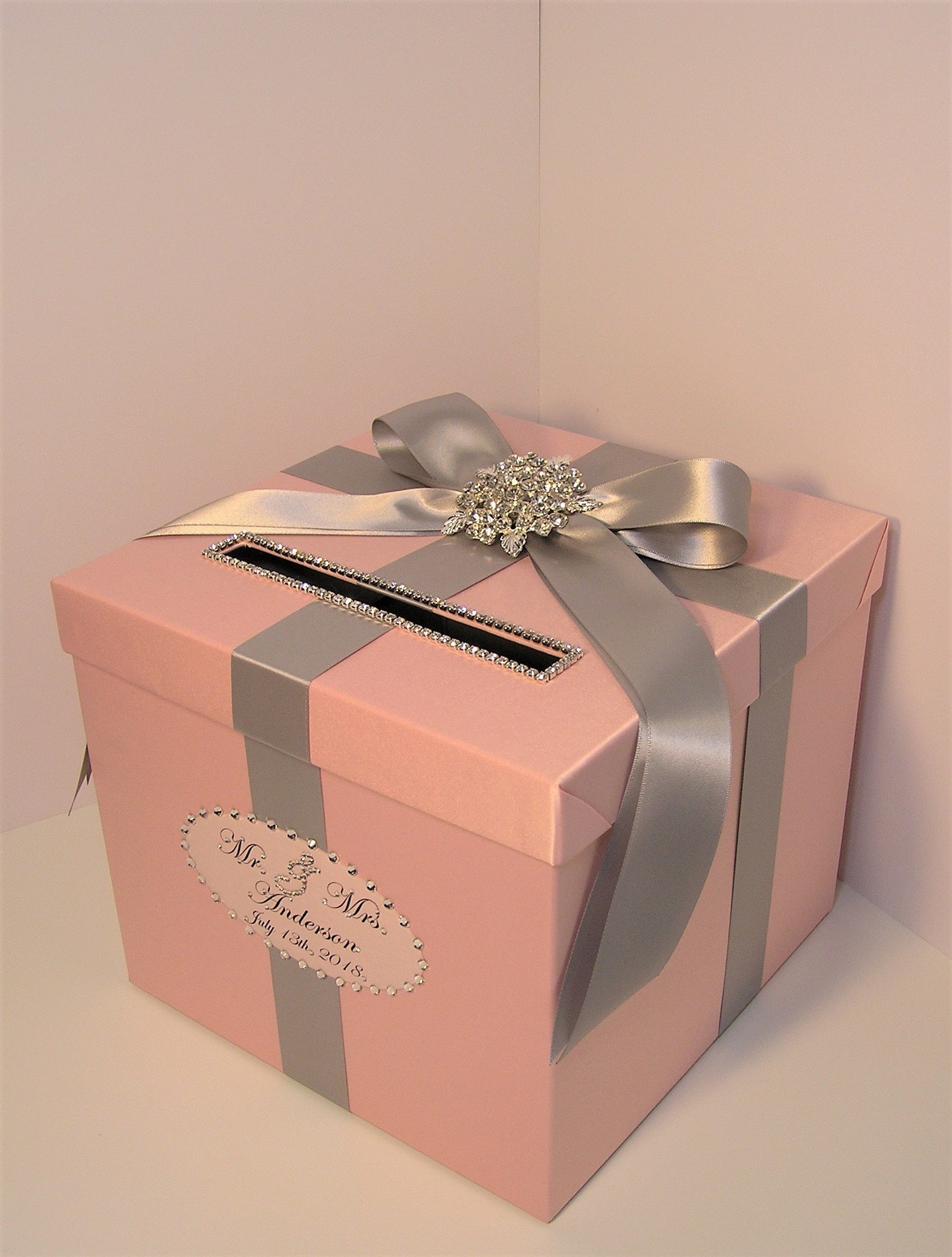 румяна розовый и серый серебряный подарочный ящик Коробка Деньги Box Holder...
