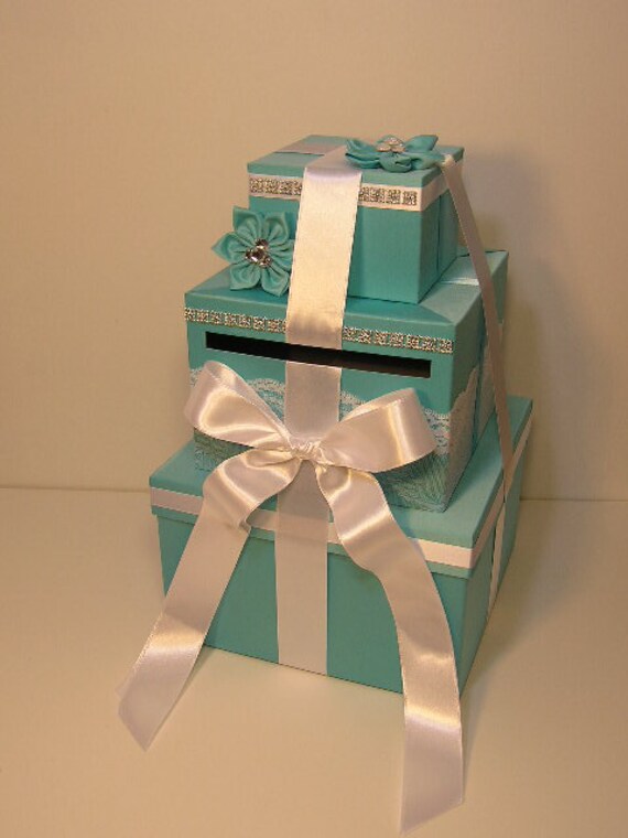 Items similar to Wedding Card Box Blue Gift Card Box Money Box Holder