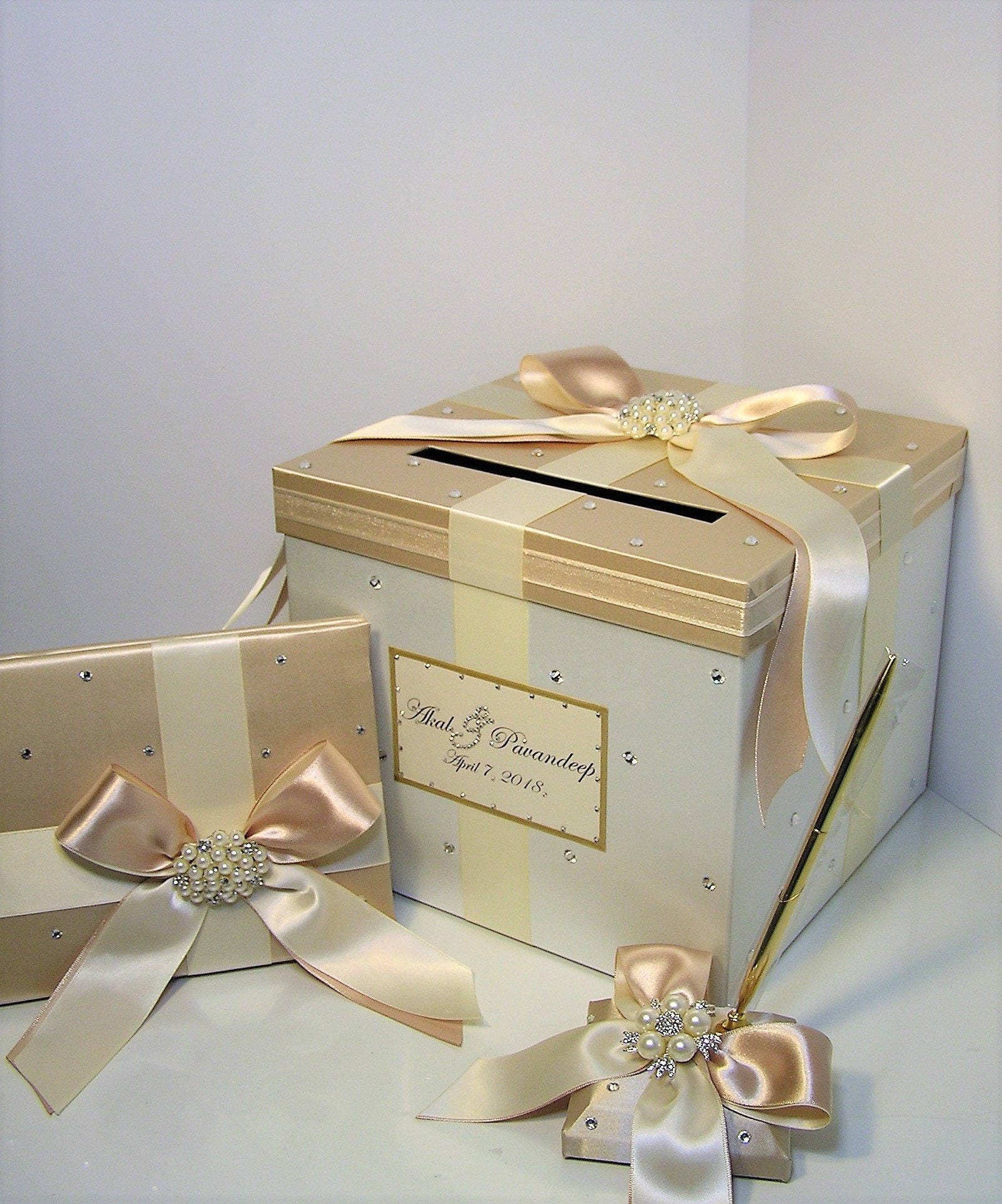 Wedding/quinceañera/sweet 16 Card Box Sets/ 1-tier Champagne & Ivory ...