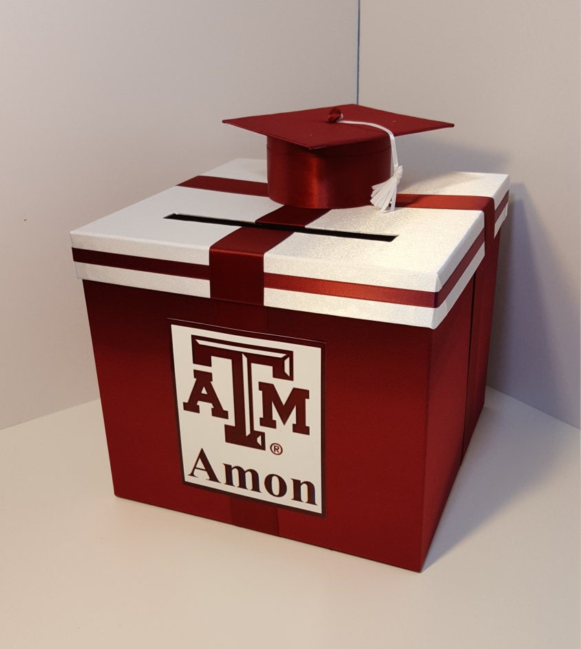 Graduation Card Box Maroon And White Gift Card Box Money Box Etsy