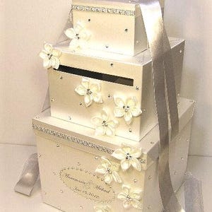 LARGE Size 3-tier Wedding /Quinceañera/Sweet 16/Bat Mitzvah Card Box Gold and Burgundy Gift Card Box Money Box Holder-Customize your color