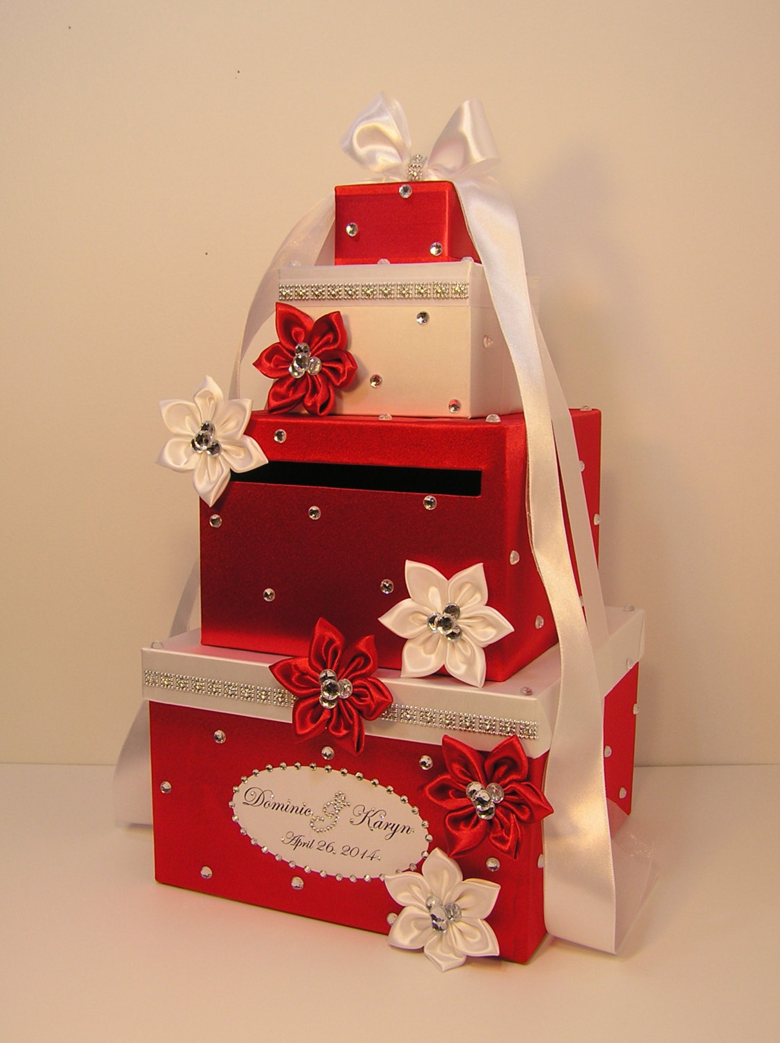 Wedding Card Box Red and White Gift Card Box Money Box Etsy