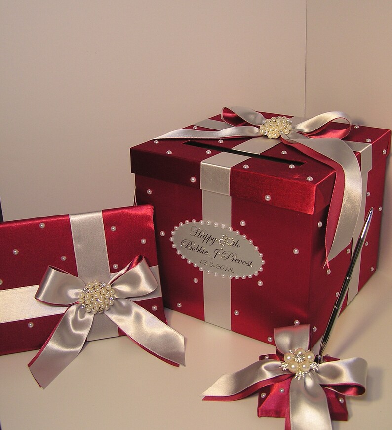 Wedding /quinceañera/sweet 16 Card Box Sets/ 1 Tier Silver and Red Card ...