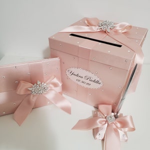 Wedding/Quinceañera/Sweet16 Card Box 3Sets/1 tier Champagne and Ivory Card Box Guest book Pen Holder/Wedding card box-Customize your color image 4