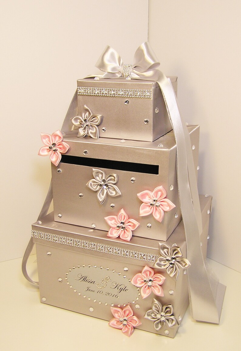 3-tier Wedding / Quinceañera / Sweet 16/ Bat Mitzvah Card Box / Silver ...