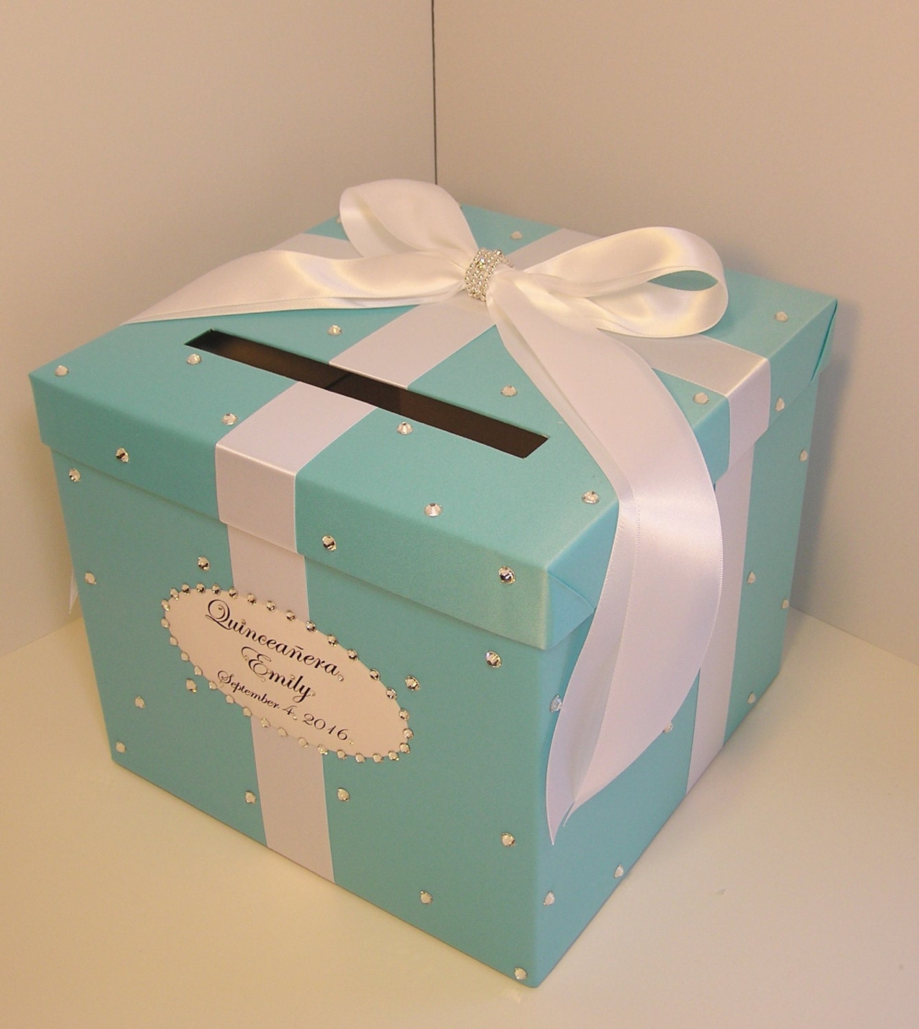 Wedding Card Box Blue Gift Card Box Money Box Etsy