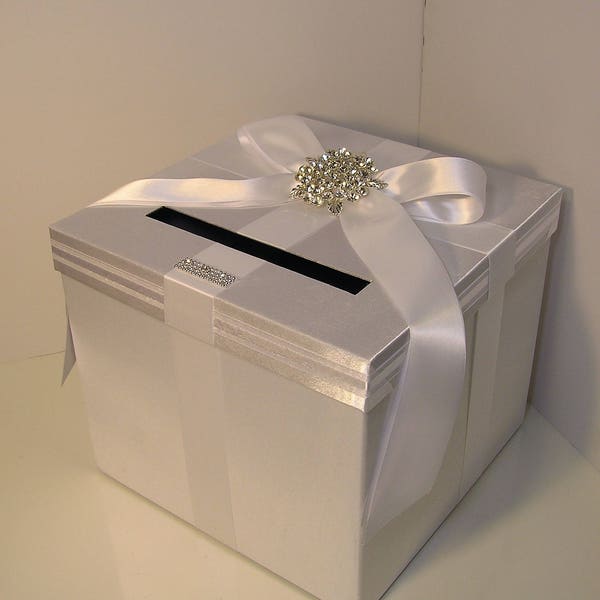 Wedding /Quinceañera/Sweet 16/Bat Mitzvah Card Box White and White Gift Card Box Money Box/Wedding card box holder--Customize your color