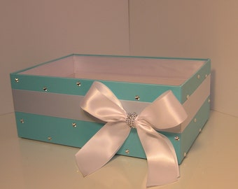 Blue & White Wedding Program Box: Fabric Amenities Box