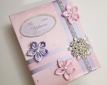 Wedding/ Quinceañera /Sweet 16/Baby Shower Personalized Photo Album Light Pink and Lavender -Customize your color