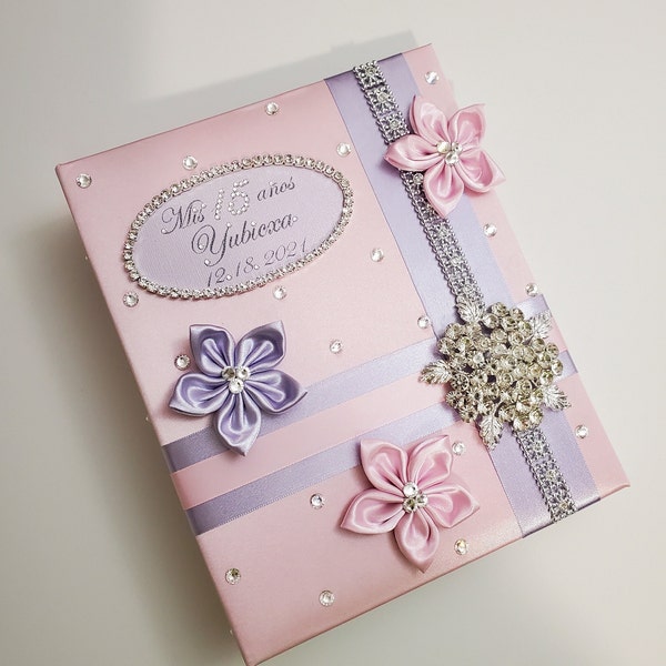 Wedding/ Quinceañera /Sweet 16/Baby Shower Personalized Photo Album Light Pink and Lavender -Customize your color