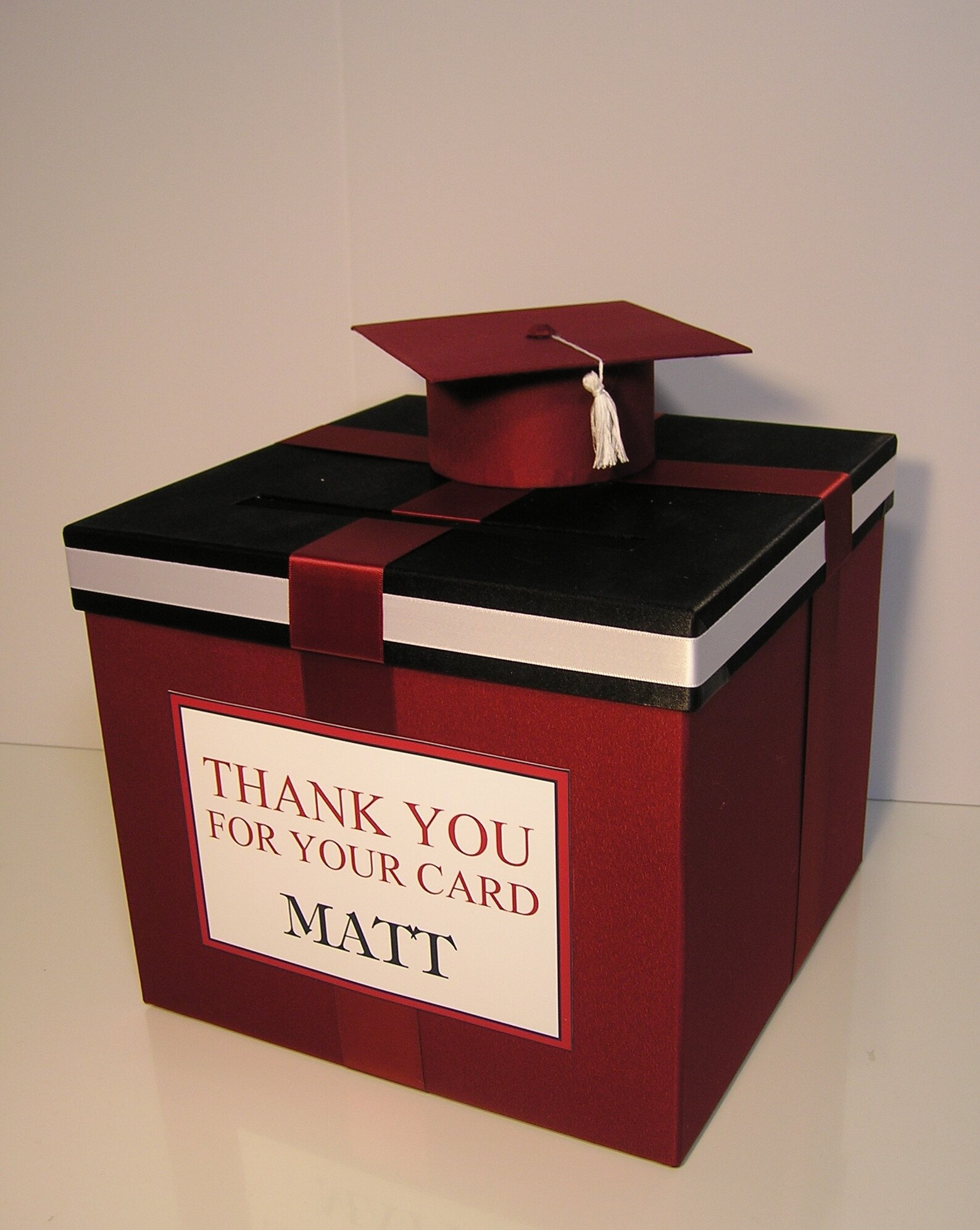 Graduation Card Box Maroon and White Gift Card Box Money Box Etsy