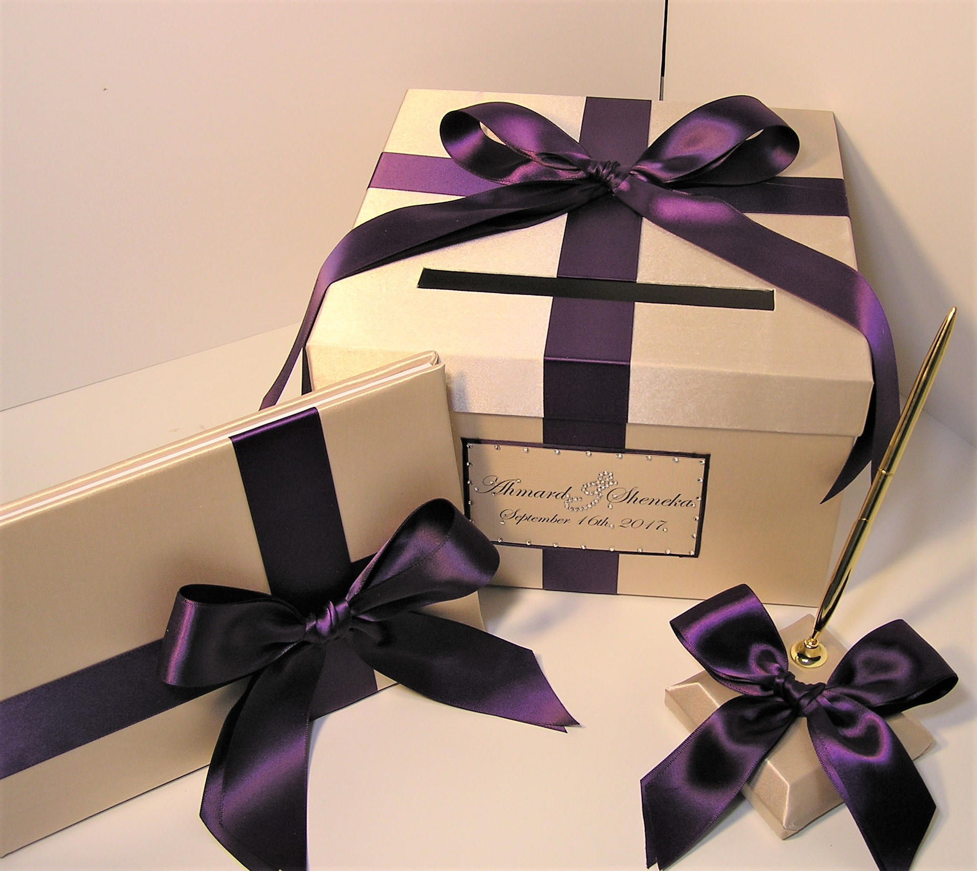 Wedding /quinceañera/sweet 16 Card Box 4 Sets/small 1-tier Black & Red ...