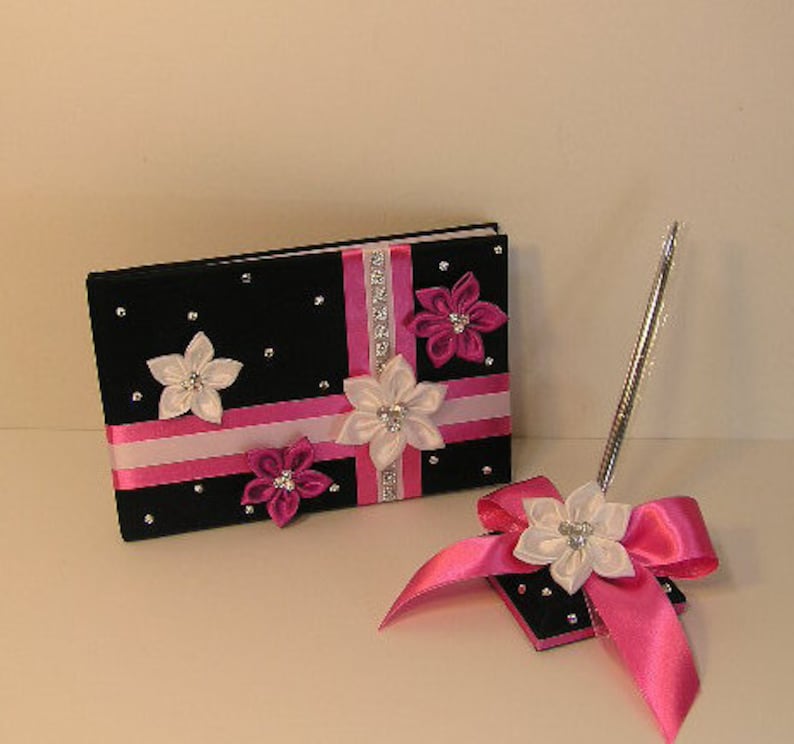 Wedding Guest Book and Pen Set Silver and White custom Etsy