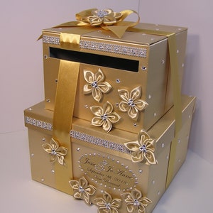 Wedding Card Box/Sweet 16 Gift Card Box 2 tier Gold Money Card Box Holder-customize your color image 2