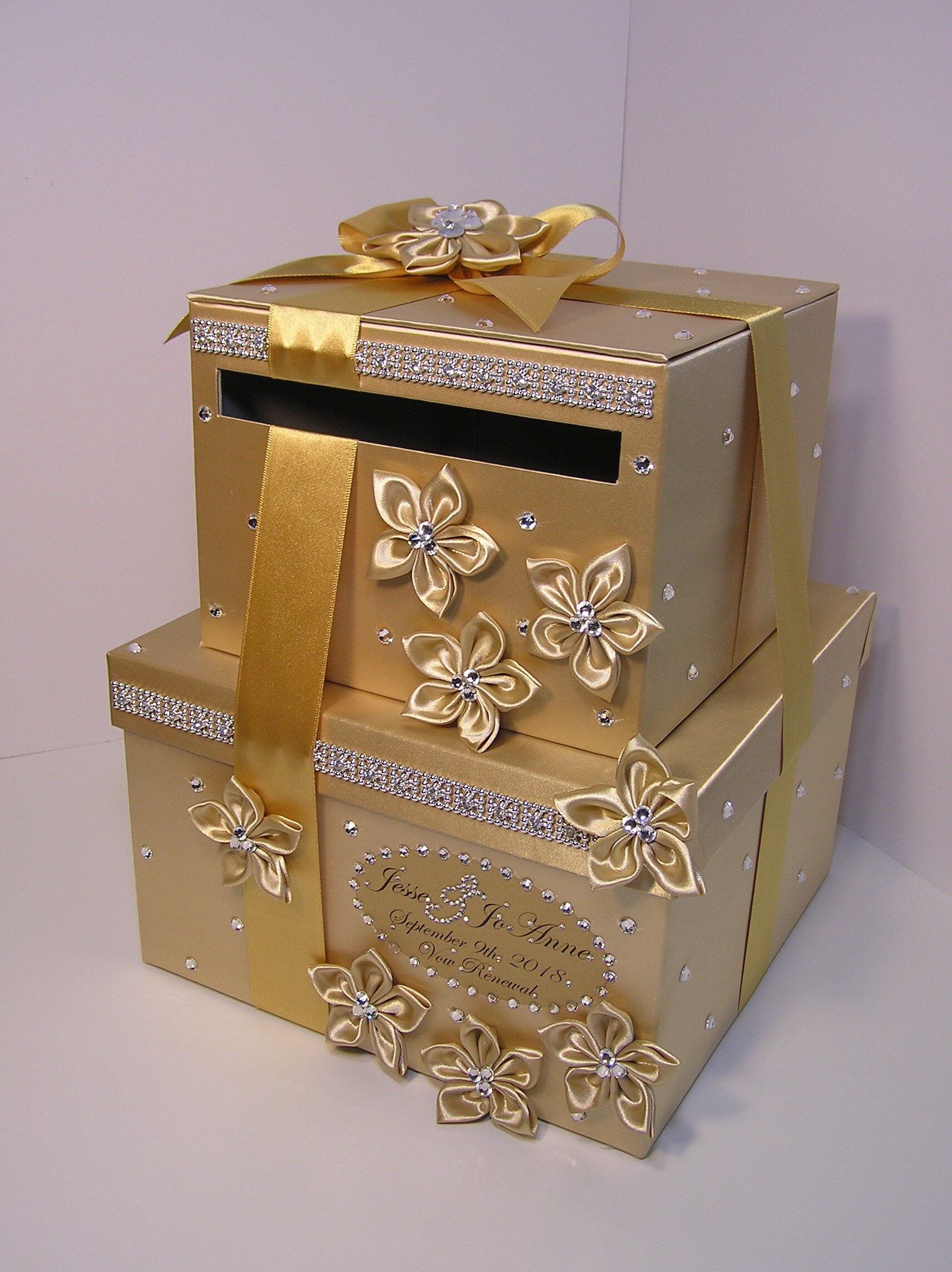 Wedding Card Box/sweet 16 Gift Card Box 2 Tier Gold Money Card Etsy