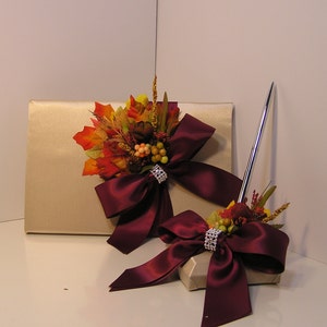Ensemble livre d'or et porte-stylo pour mariage d'automne/Sweet 16/Baby Shower, fleurs, thème de la plage aux coquillages, fait sur commande, sur mesure