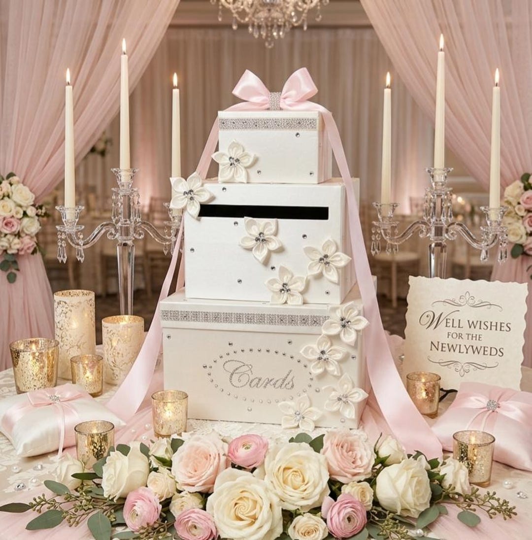 3-tier Wedding / Quinceañera / Sweet 16/ Bat Mitzvah Card Box / Ivory ...