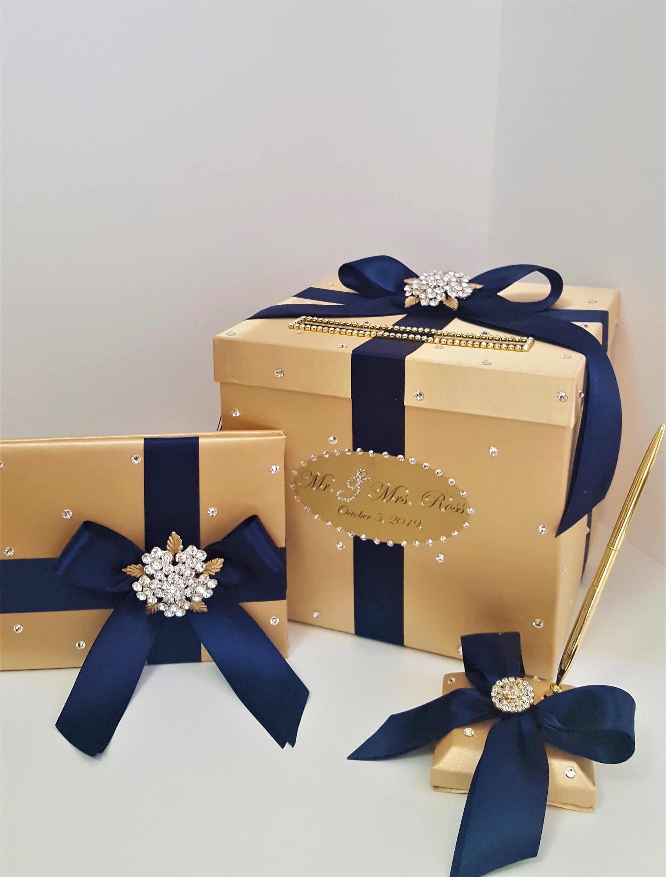 Wedding / Quinceañera / Sweet 16 Card Box Sets/ 1-tier Gold & Royal ...