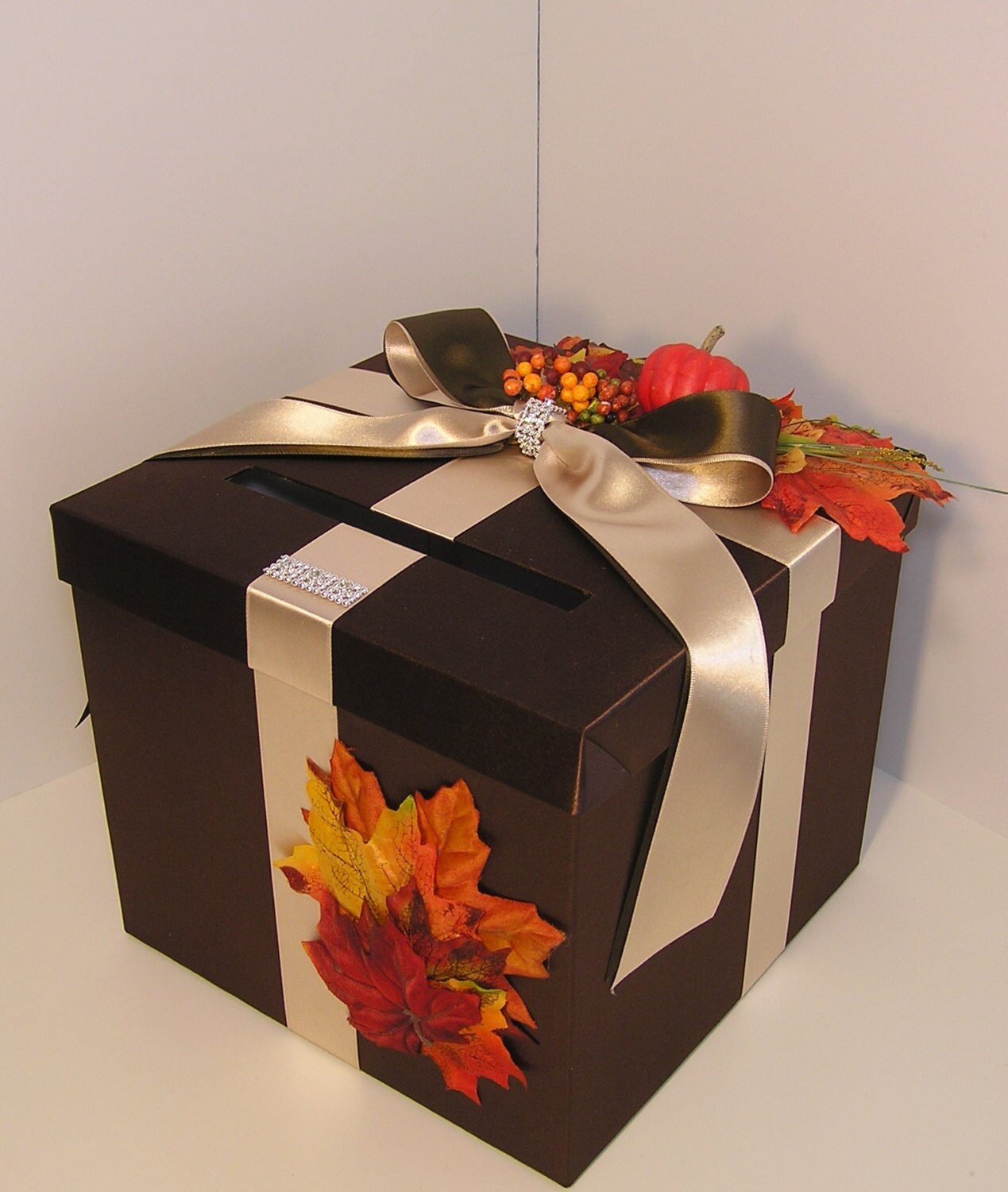 Wedding Card Box Fall Gift Card Box Eggplant/Purple Orange Etsy