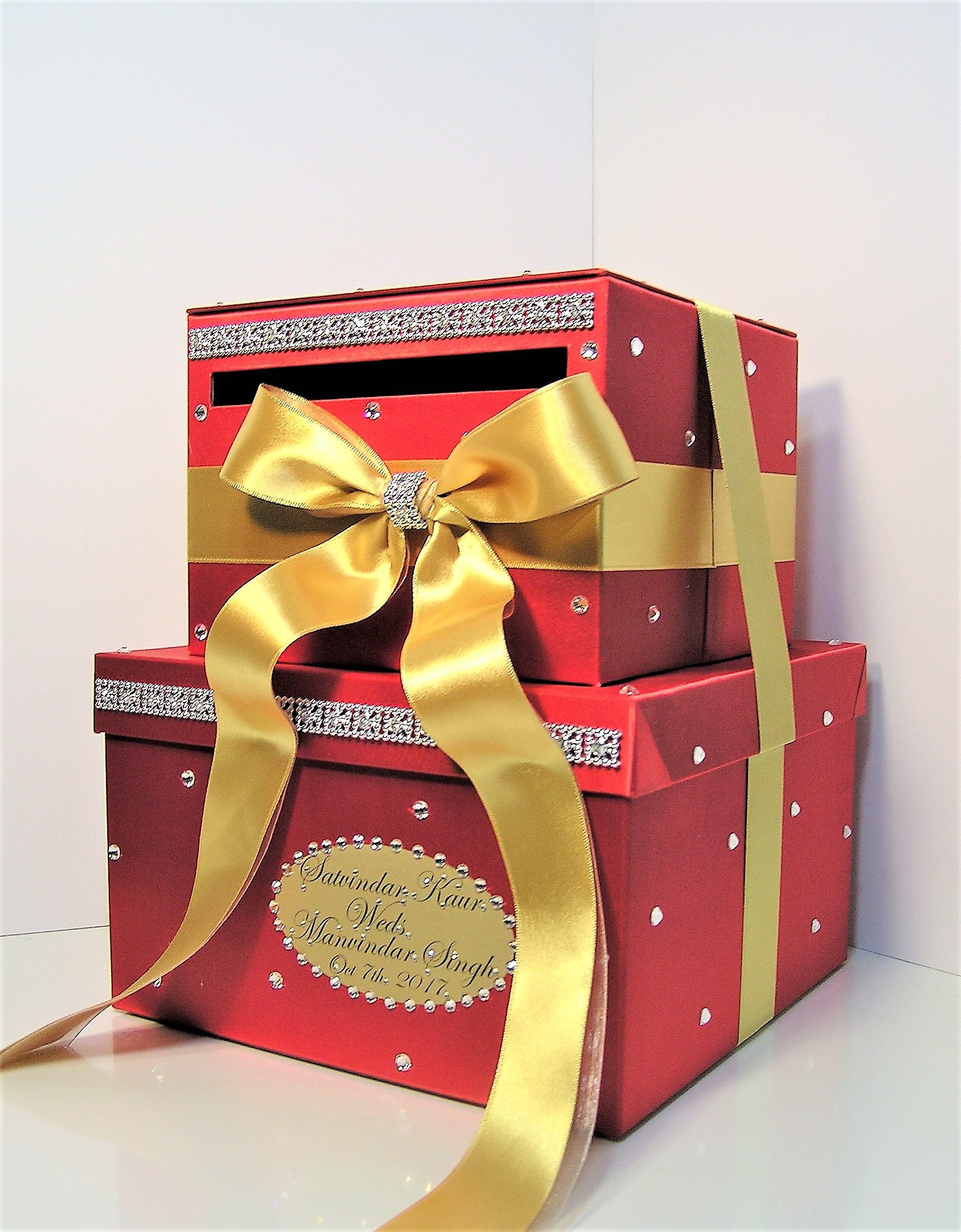 Wedding Card Box Gold and Burgundy gift Card Box Money Box Etsy