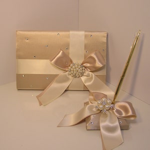 Wedding / Baby Shower / Quinceañera / Sweet 16 Guest  Guest Book and Pen Set -Custom Made (With your colors)