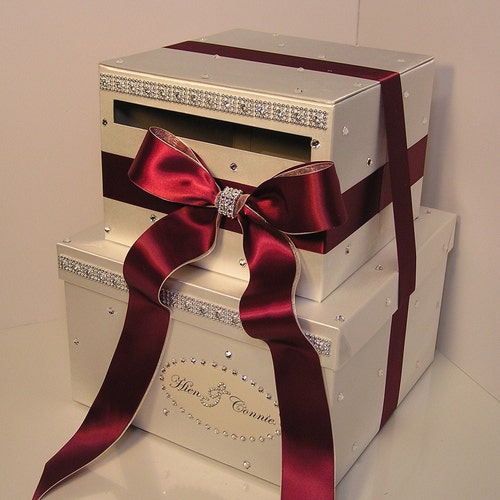 Wedding /Quinceañera/Sweet 16/Bat Mitzvah Card Box Gold and Burgundy ,Gift Card Box shops Money Box Holder Sweet 16--Customize your color