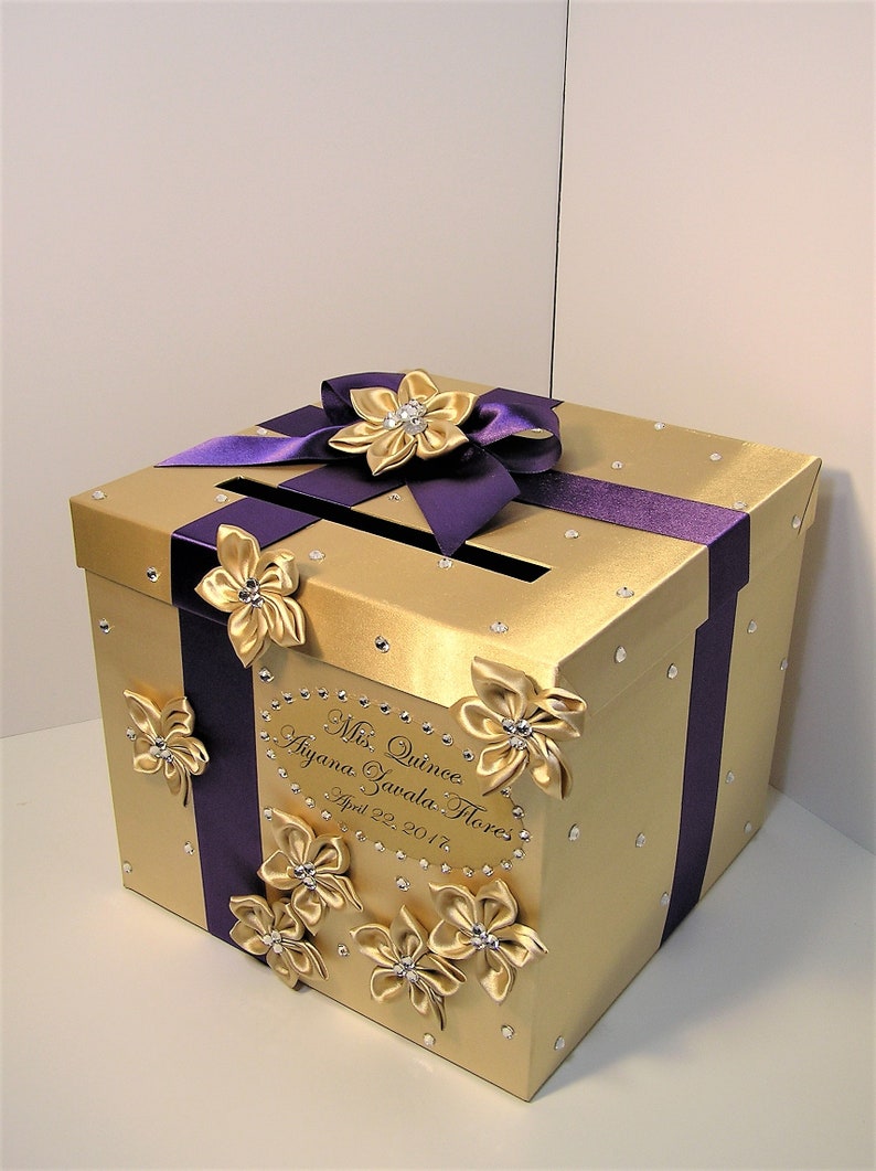 Wedding Quincea era Sweet 16 Card Box Blue Gift Card Box Etsy