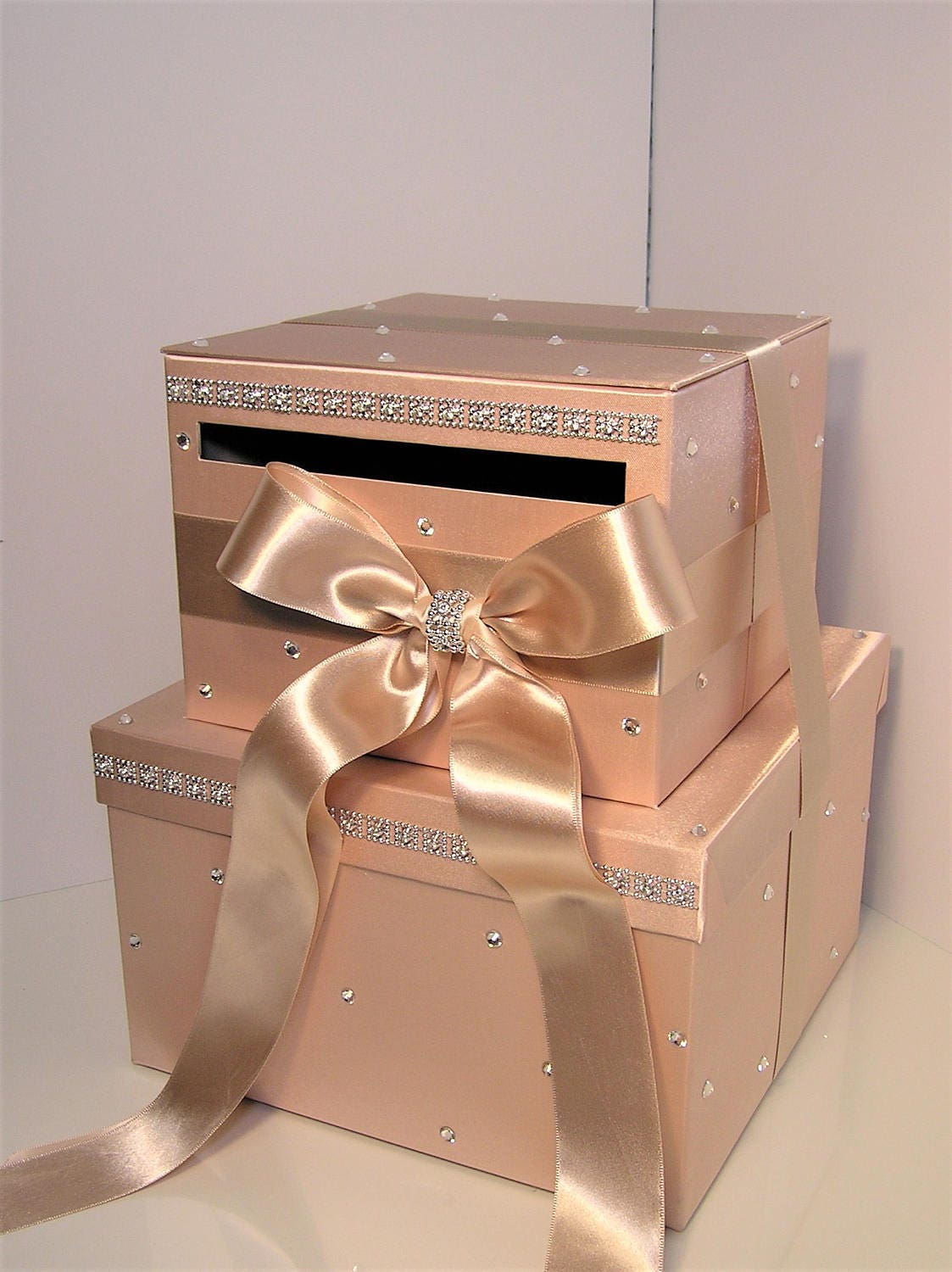 Wedding Card Box Rose Gold and Champagne Gift Card Box Money Etsy