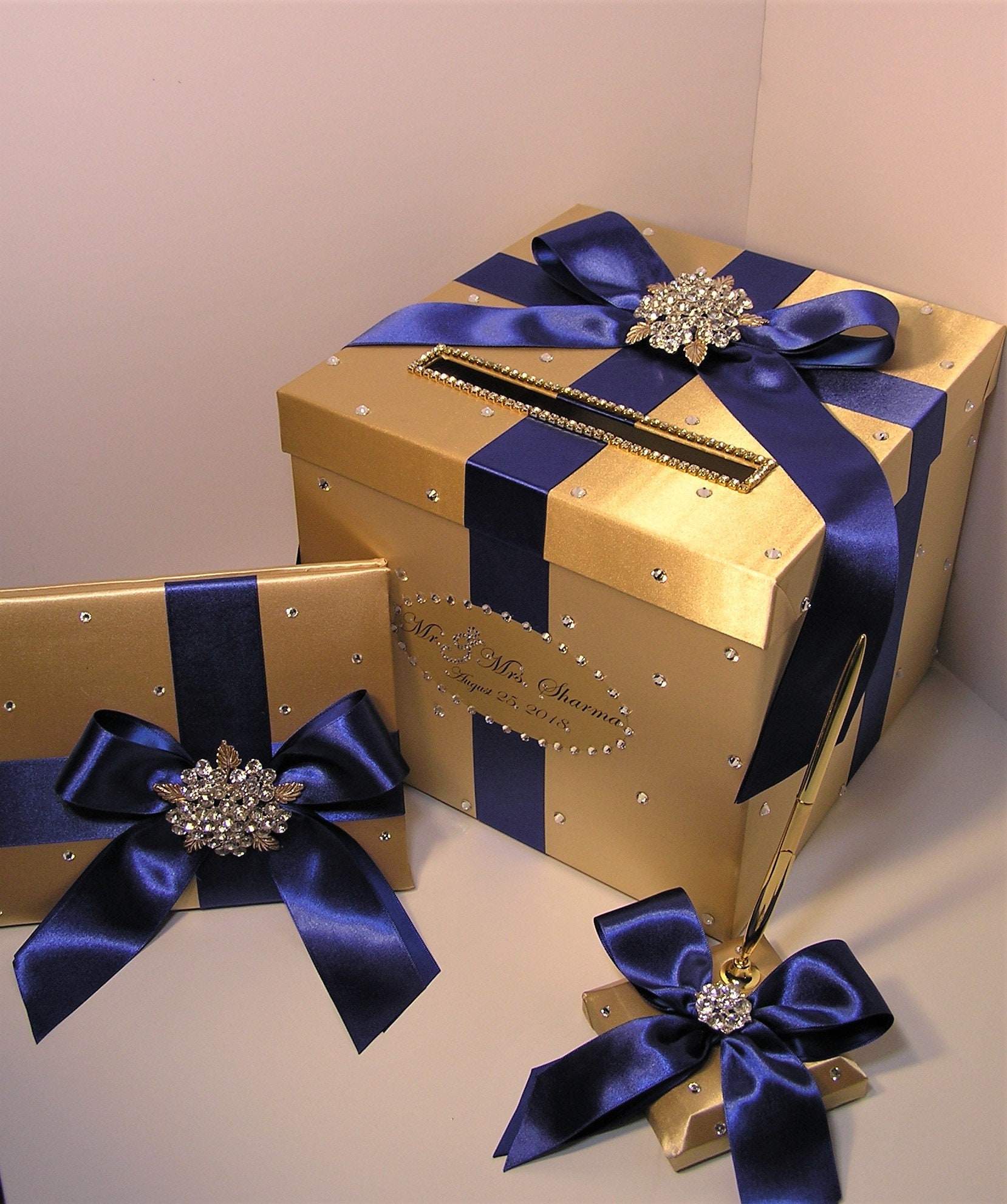 Royal blue quinceanera money card box / quinceanera-decor