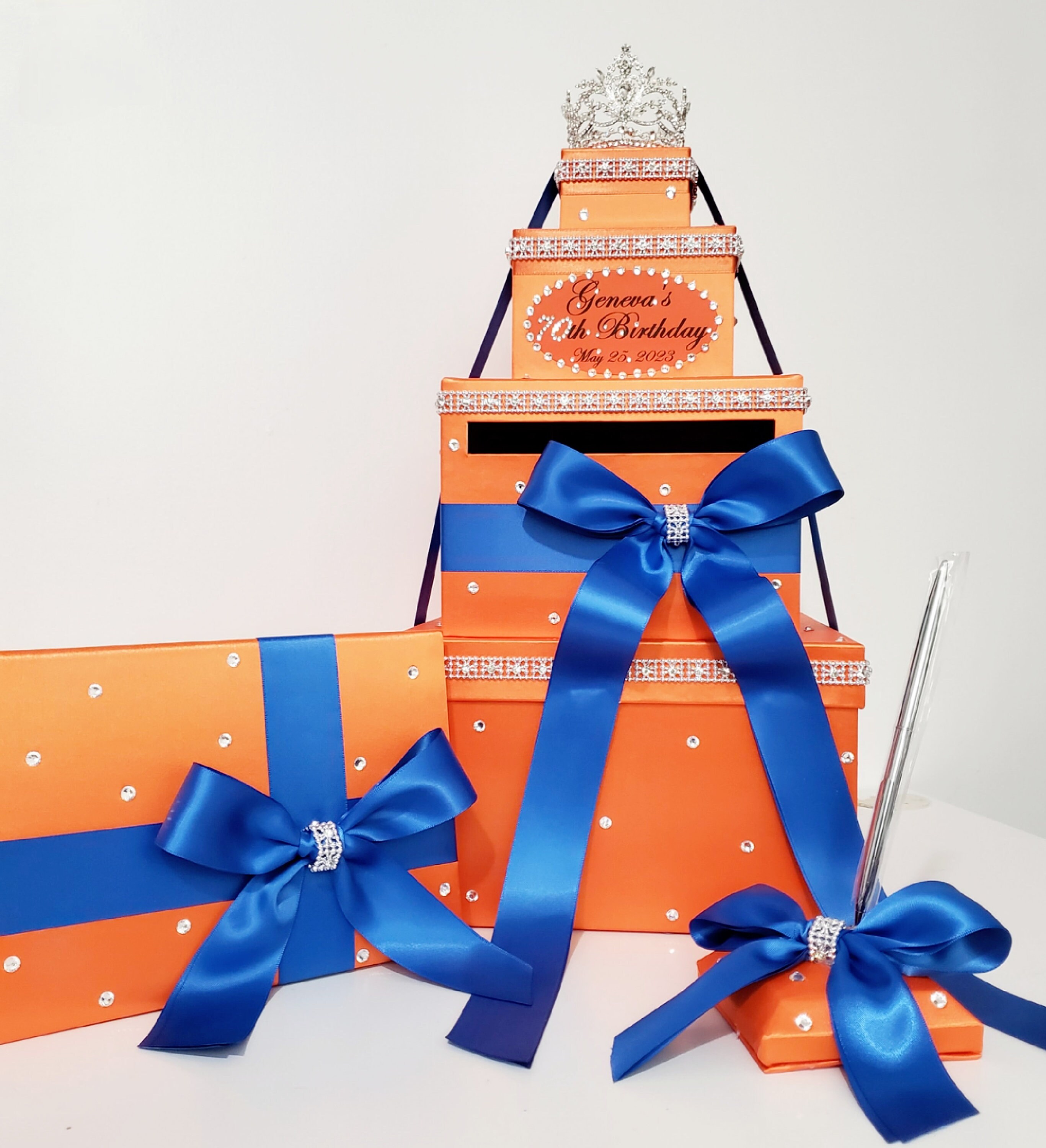 Wedding /quinceañera/sweet 16 Card Box Sets/ 1 Tier Champagne & Blush ...