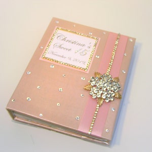 Wedding/Quinceañera/Sweet 16/Baby Shower Personalized Photo Album Champagne and Blush Pink-Customize your color