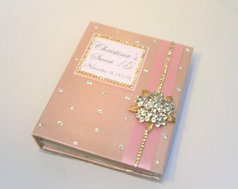 Wedding/Quinceañera/Sweet 16/Baby Shower Personalized Photo Album Champagne and Blush Pink-Customize your color