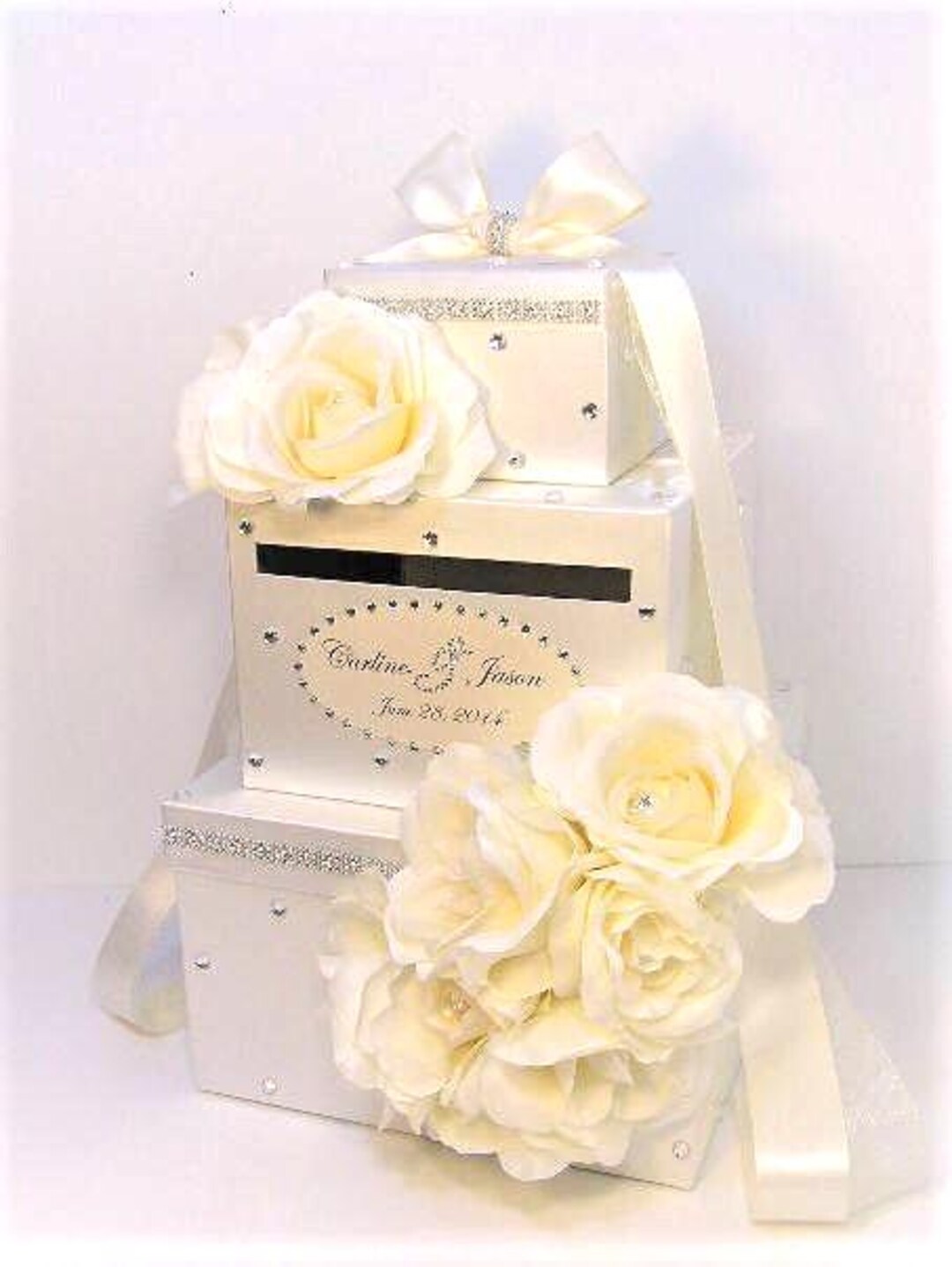 Wedding /quinceañera/sweet 16/bat Mitzvah Card Box Ivory Gift Card Box ...