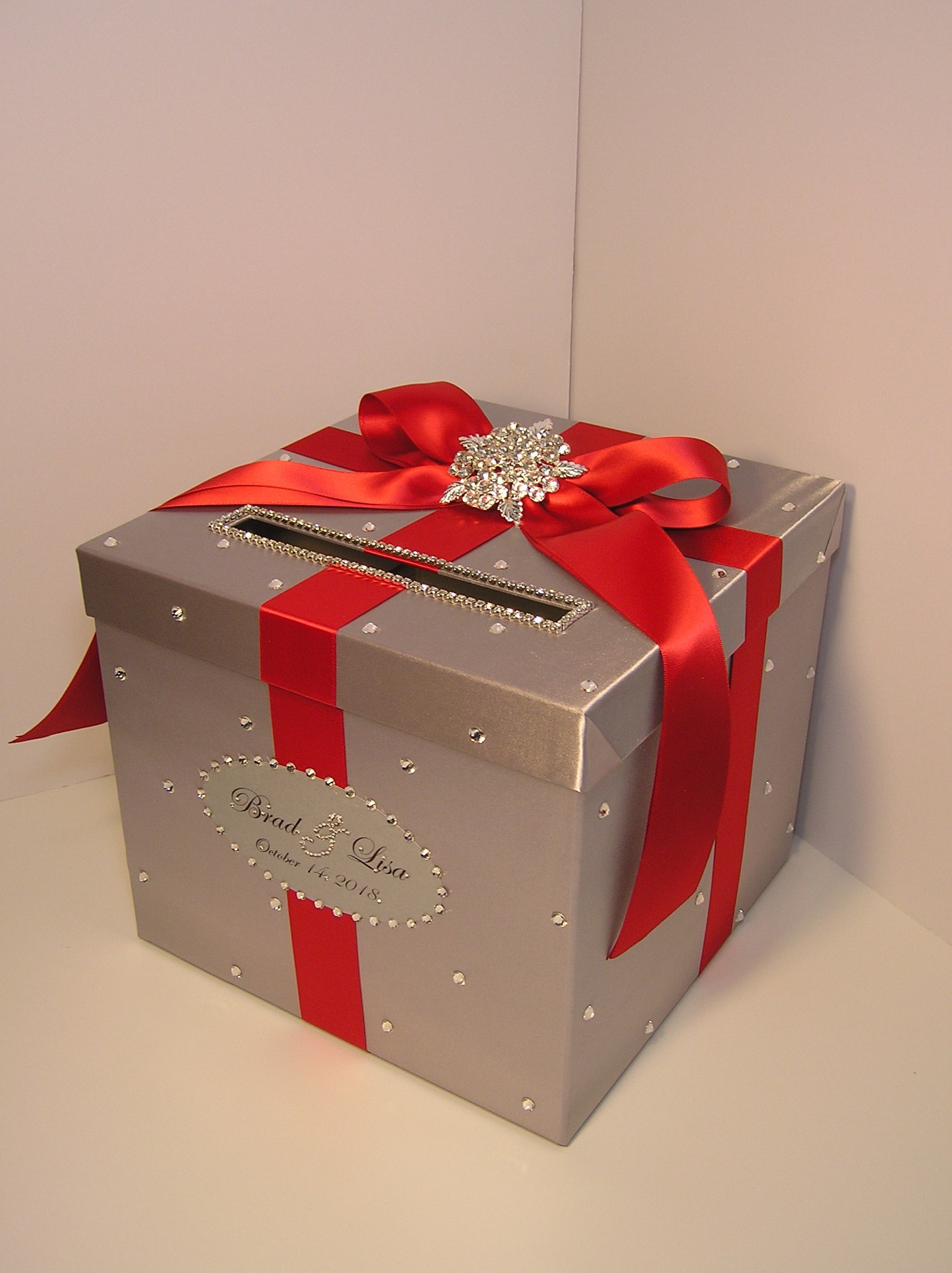 Wedding /quinceañera/sweet 16 Card Box 4sets/ 1-tier Silver & Red Card ...