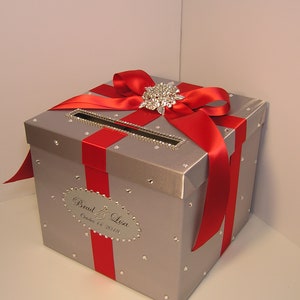 Wedding /quinceañera/sweet 16 Card Box 4sets/ 1-tier Silver & Red Card ...