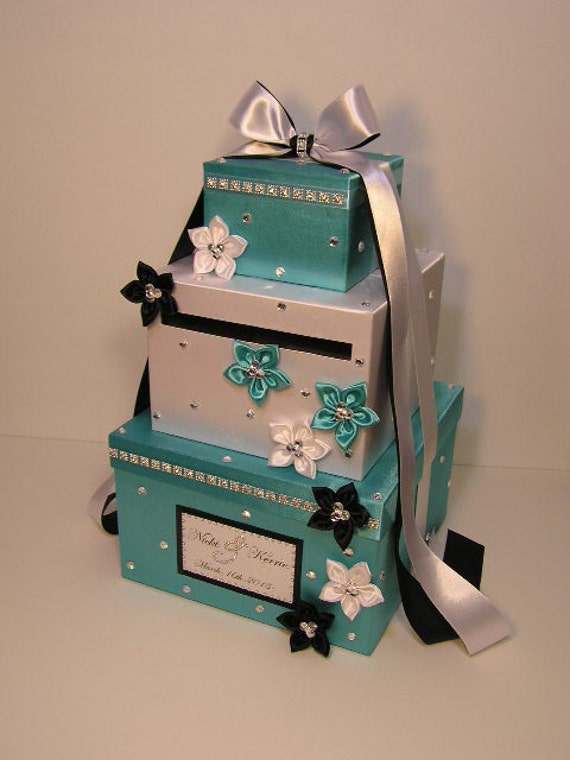 wedding card box turquoise