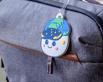 Etiqueta para equipaje con la mascota de RISE Artemis II, etiqueta personalizada 3D para bolso espacial, linda etiqueta para mochila infantil, etiqueta de viaje para maleta, regalo para entusiastas del espacio