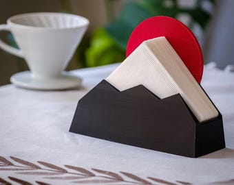 Mt. Fuji Hario V60 Filter Holder | Size 01 02 03| Classic Rising Sun Over Mt Fuji Design | Minimalist Coffee Bar Accessory